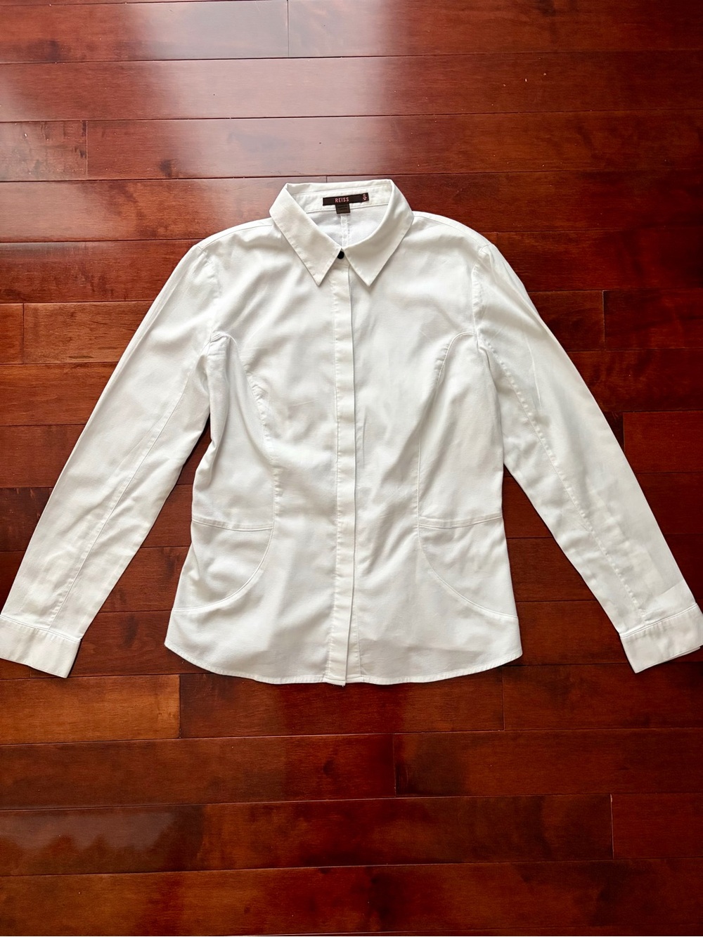 Reiss White Long Sleeve Tailored Button-Front Shirt